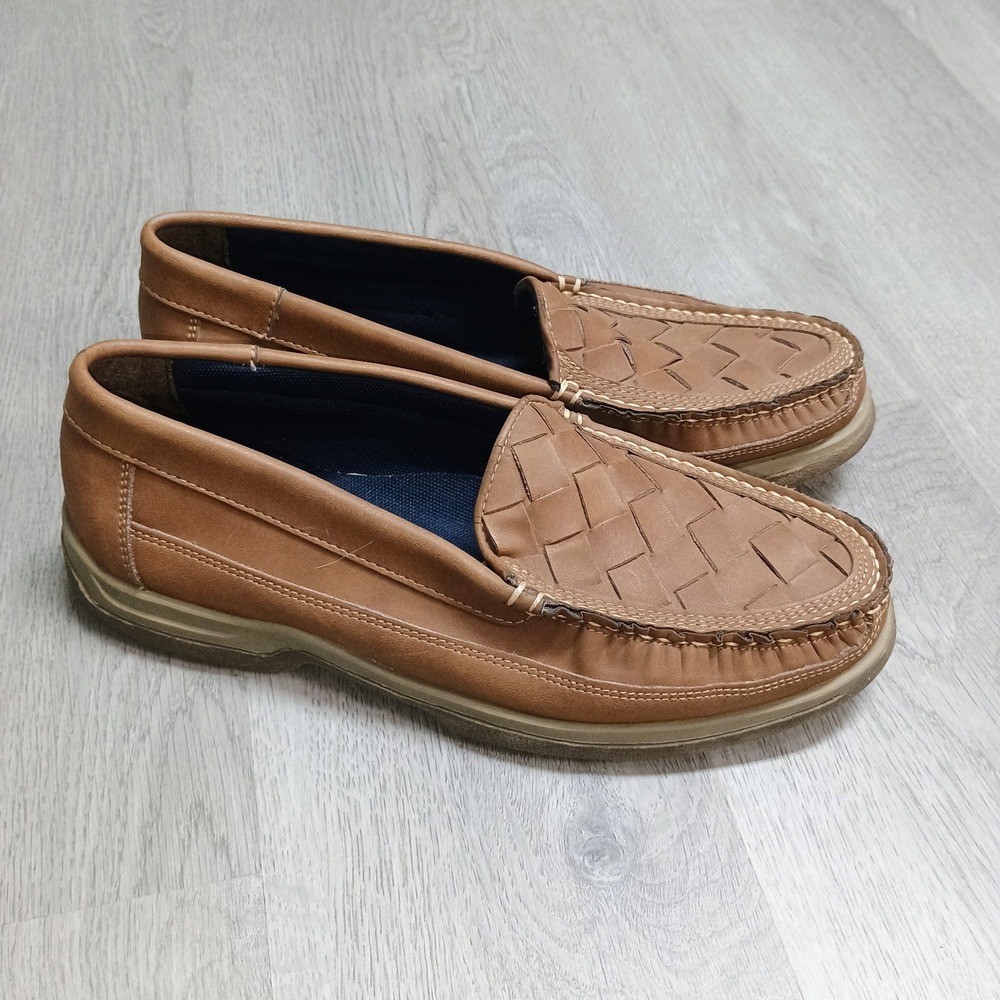 Freeman Brown Woven Loafer Leather Port 4994 Rubber Sole Size 10